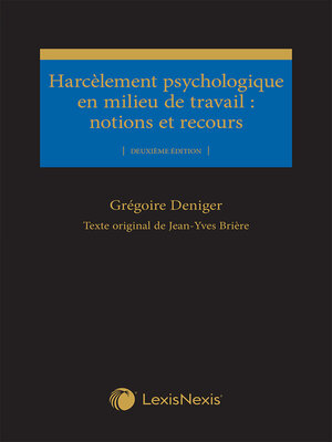 cover image of Harcèlement psychologique en milieu de travail : notions et recours